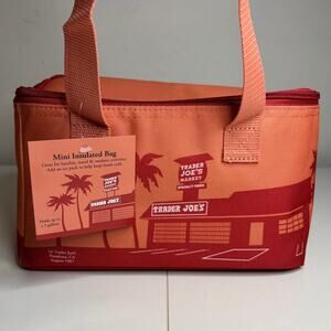 Trader Joe’s Mini Reusable Insulated Cooler Bag Shopping Tote Summer — Peach NWT